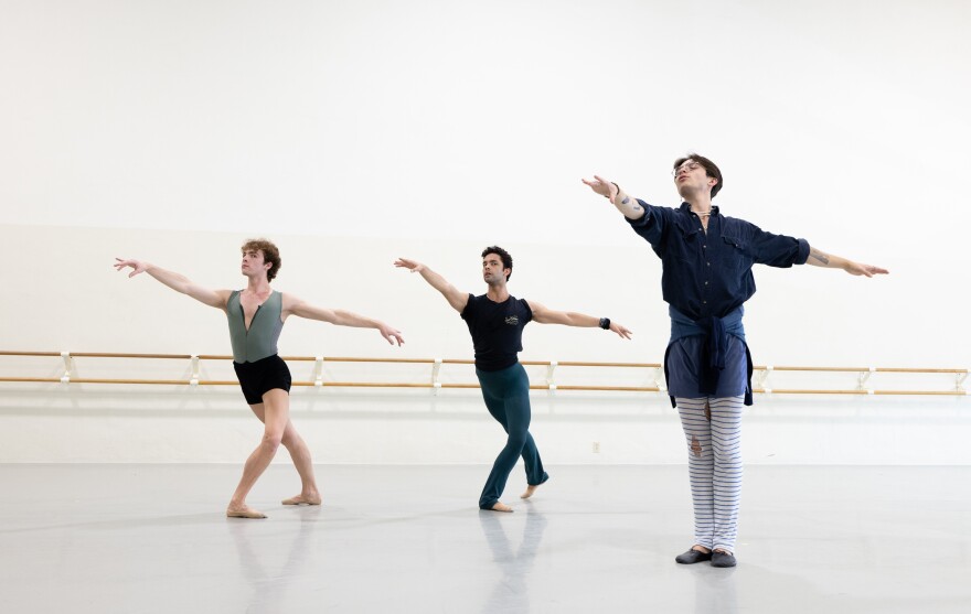 Choreographer Durante Verzola (right) rehearsing with dancers from Miami City Ballet