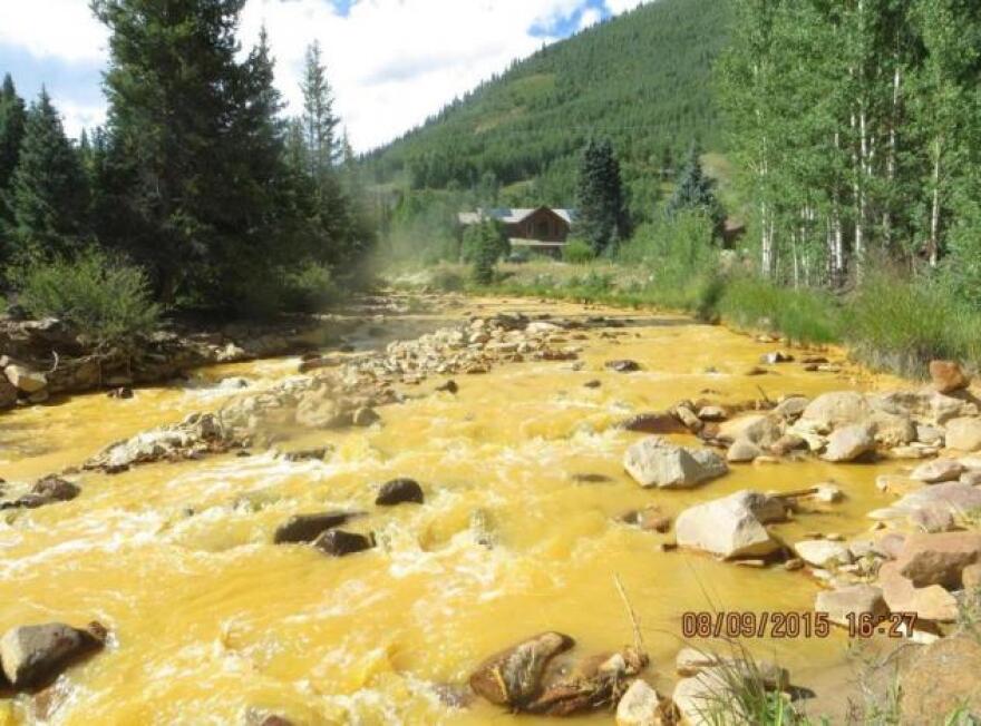 As it monitored the wastewater spill that began August 5, the EPA took this photo of a sampling point near the source outside Silverton, Colo., on Sunday.