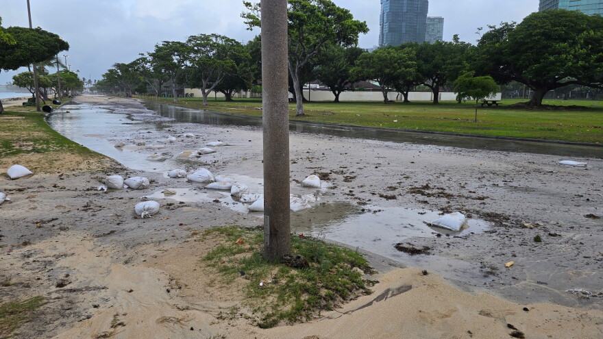 Ala Moana Beach Park seen Tuesday morning following Hurricane Lowell.