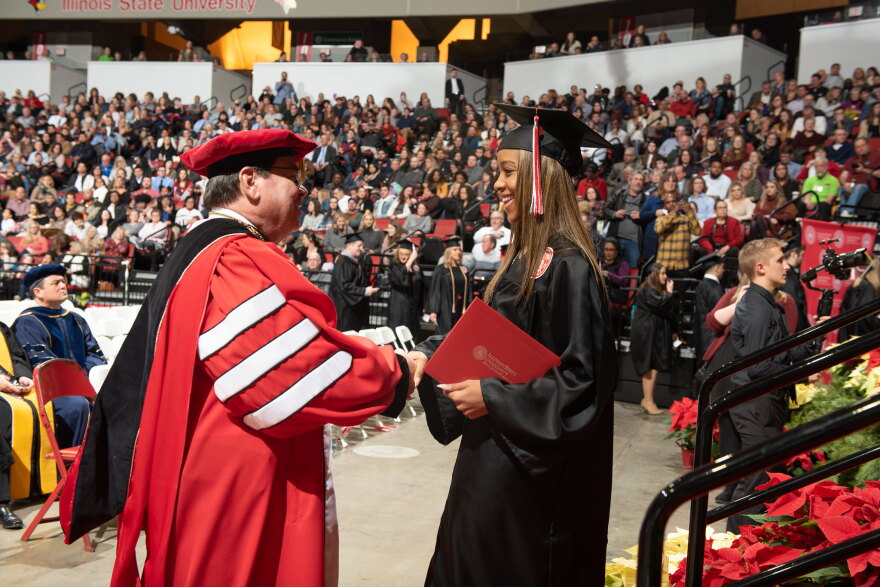 Illinois State University hasn't had a big traditional commencement ceremony since 2019. Now, it's moving back toward in-person celebrations with smaller Redbird Stage Crossings.