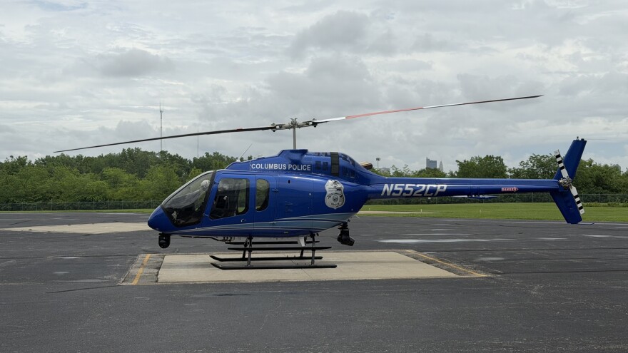One of the Columbus Division of Police's two new Bell 505 Basic Aircraft helicopters getting ready to take off to patrol.