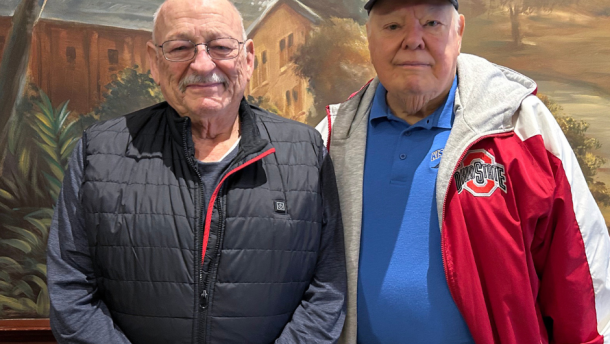 George Stephens (right) and Tom Mangold of the Kiser High School Alumni Association (KHSAA).