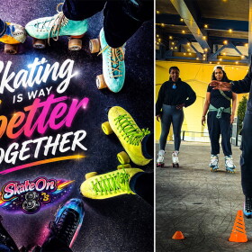Arian Rice (right) leading a lesson at Skate on 8's near the Milwaukee Public Market.