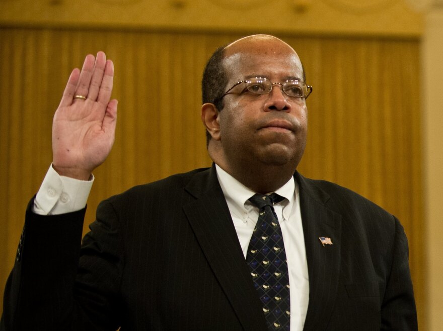 Treasury Inspector General for Tax Administration J. Russell George is sworn in before a full House Ways and Means Committee hearing in May.