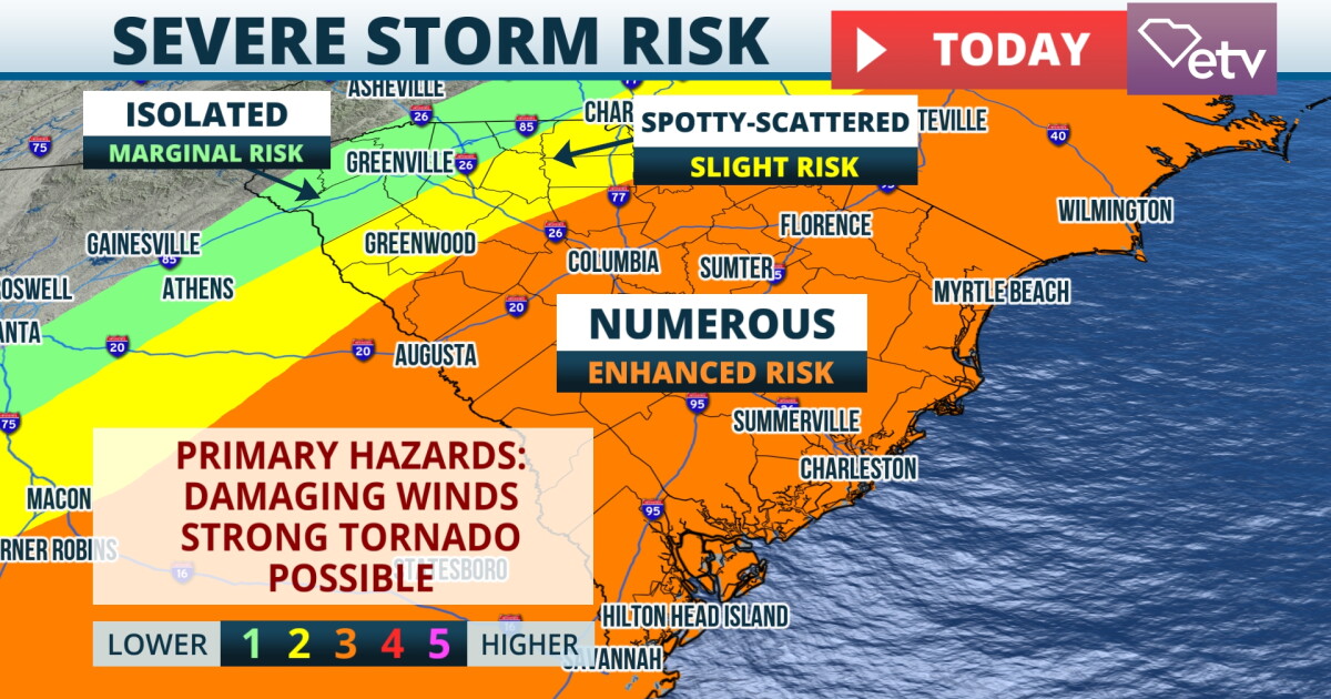 Severe storms expected across the state Tuesday | South Carolina Public ...