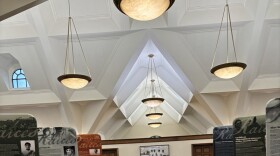 The first part of the Keeneland Library's new exhibit is seen at the library entrance.