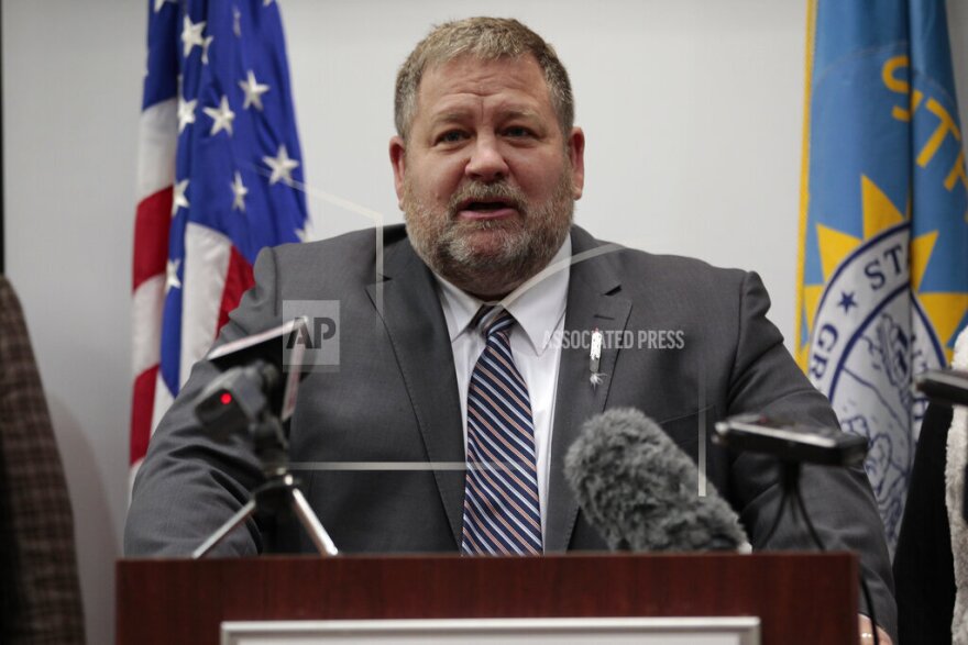 South Dakota Rep. Jamie Smith announces his candidacy for governor during a news conference in Pierre, South Dakota on Tuesday, Feb. 1, 2022. (AP Photo/Stephen Groves)