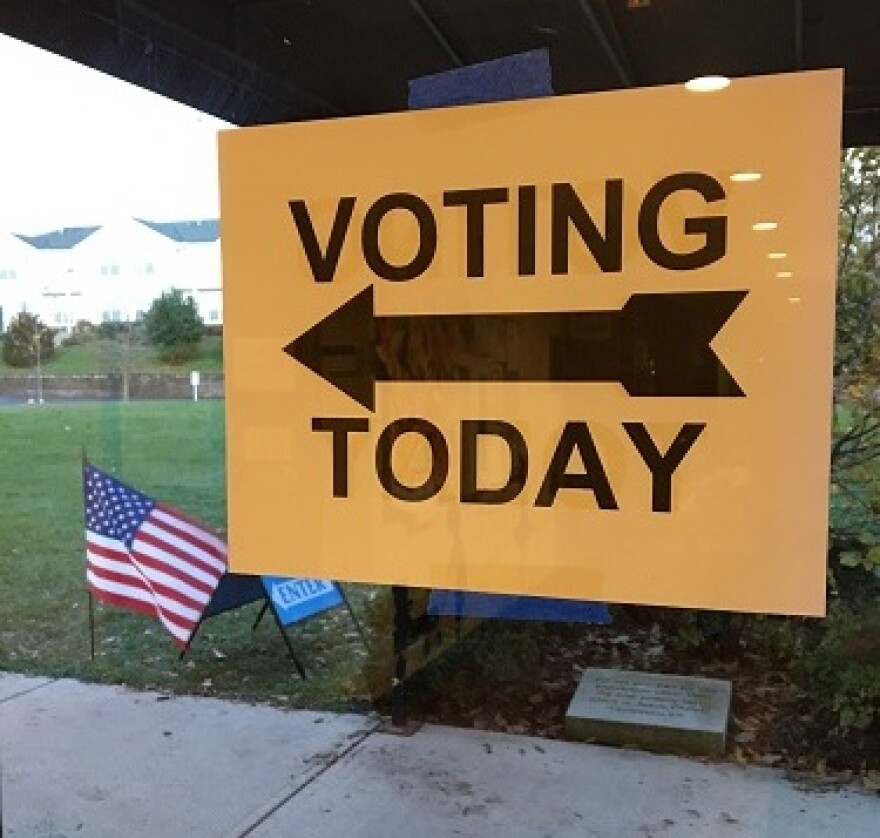 A 'voting today' sign outside of an Ohio polling station 