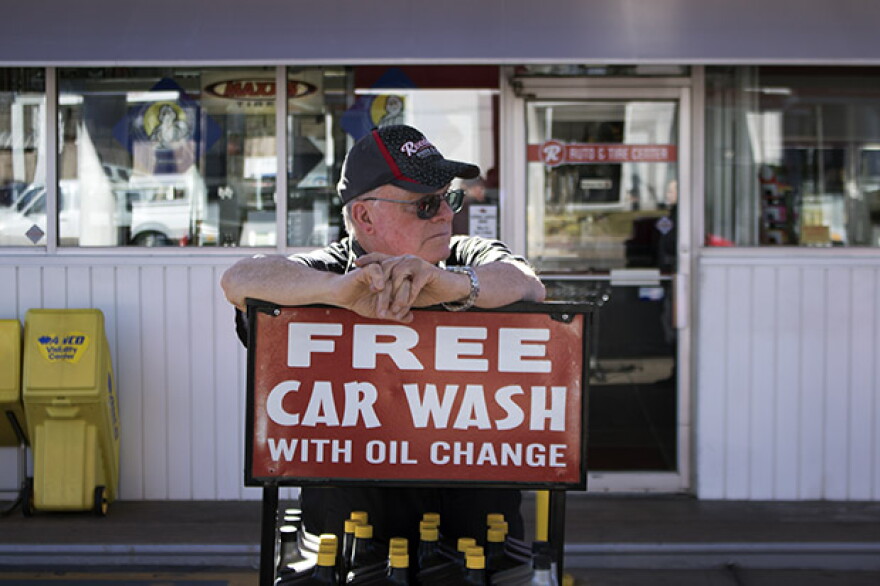 Gene Howell, an employee at Reeder's Auto and Tire in midtown Tulsa, Okla.