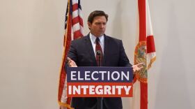 During a campaign-style event in West Palm Beach on Nov. 3, 2021, Gov. Ron DeSantis said he will ask lawmakers during the 2022 legislative session to create and staff a state-level office that would investigate and prosecute election-related crimes.