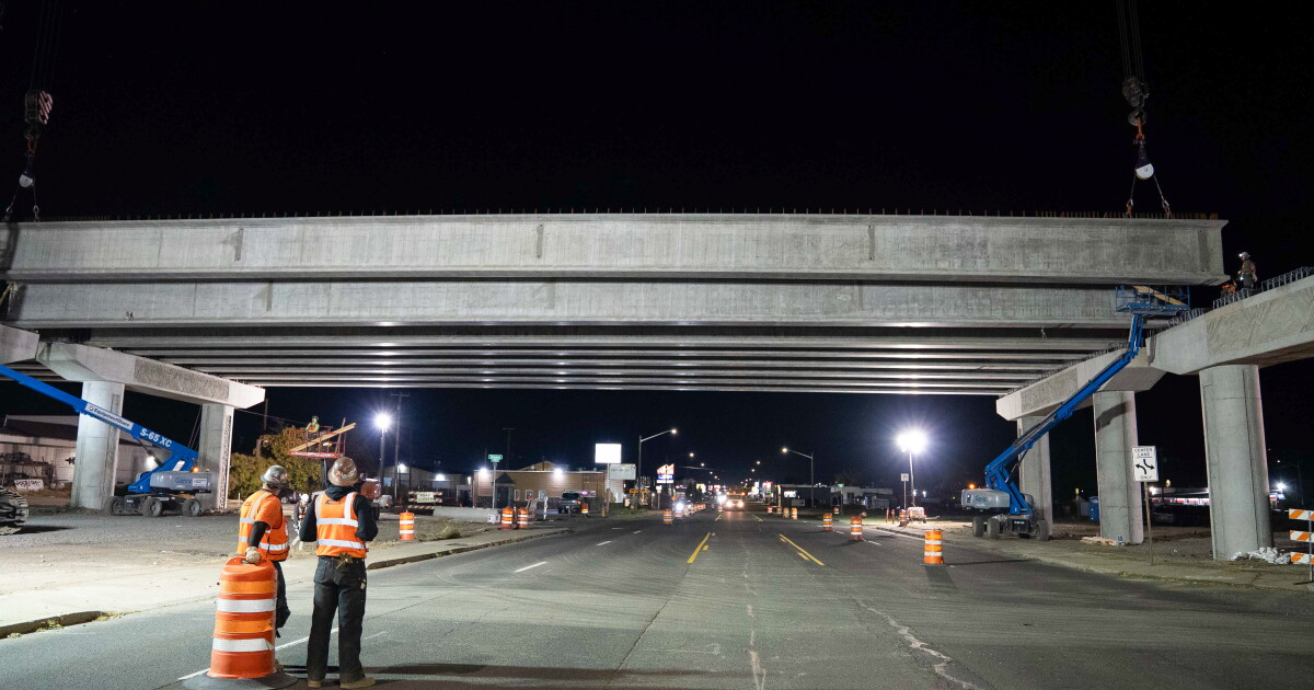 North Spokane Corridor reaches a symbolic construction goal