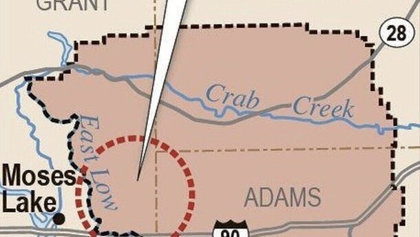 Map showing location of EL 22.1 Surface Water Irrigation Water Project in Washington State