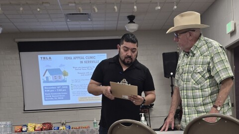 A Kerr County resident gets assistance from the Texas Rio Grand Legal Aid with a reject FEMA claim.