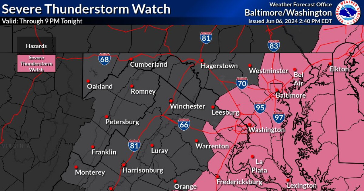 Maryland Forecast: More severe storms possible