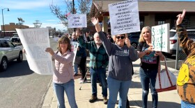 Around 50 people gathered in Yakima to Stand Up for Science. People around the country attended science protests at the same time. (Credit: Courtney Flatt / NWPB)