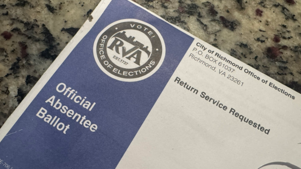 An absentee ballot sent out by the City of Richmond's Office of Elections