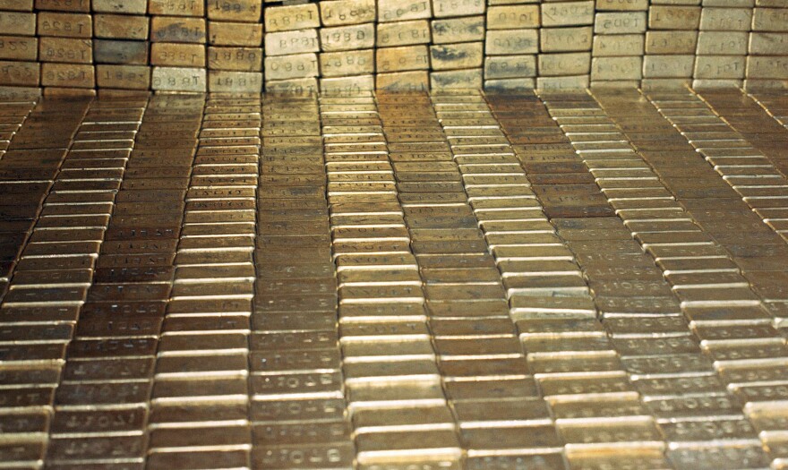 Gold bars are stored at the U.S. Depository in Ft. Knox, Kentucky, Sept. 24, 1974.