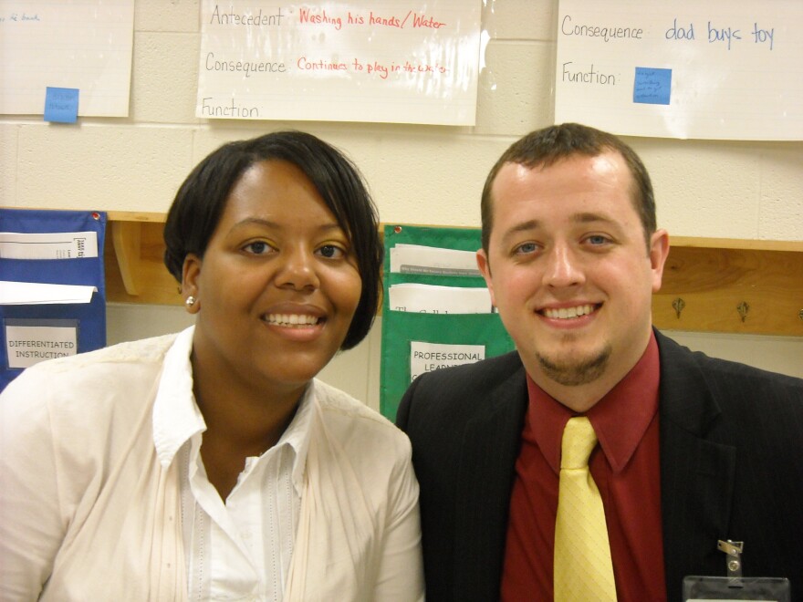 Kindergarten Teacher Ashley DeBerry and Performance Improvement Team member Tyler Salyer