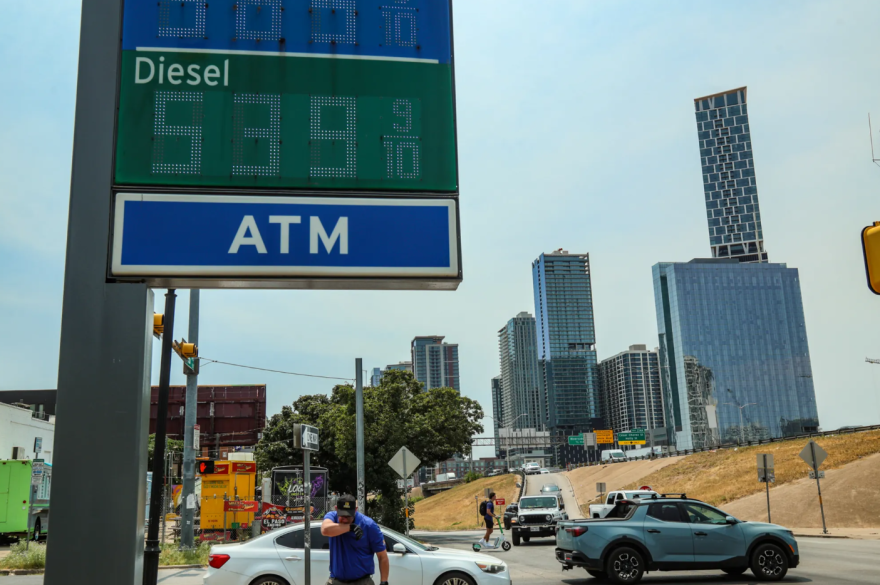 A Chevron gas station in Austin on Aug. 26, 2026 shows the still-spiraling cost of diesel fuel.