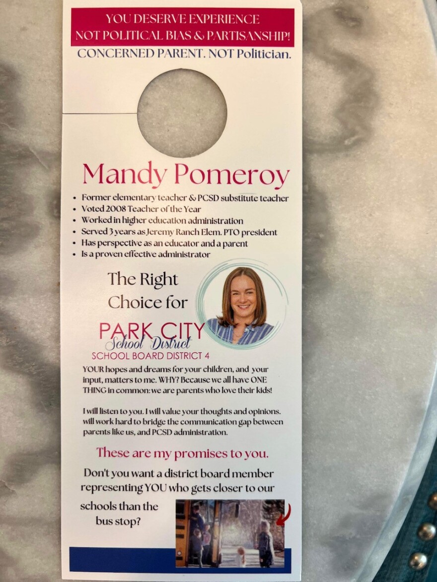 The picture of Reed (lower right) on Pomeroy's campaign material.