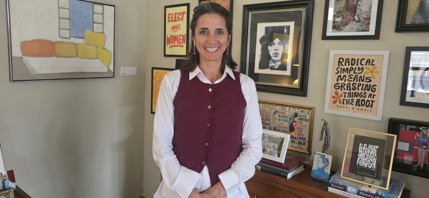 Mary McNamara Bernsten at her Rockford Area Arts Council office.