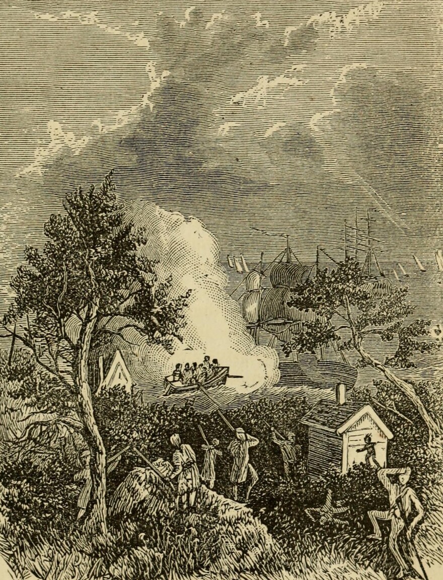 The Battle of Hampton, fought 26-27 October 1775, was Virginia’s first battle of the American Revolution. Mary Tucker Magill, History of Virginia for the Use of Schools, 1873.