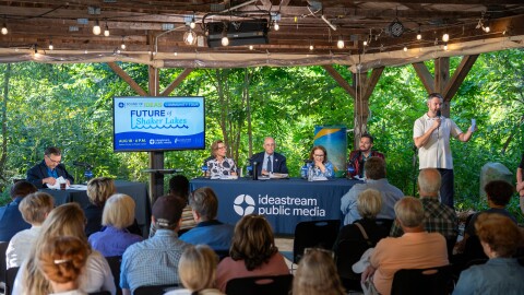 Performing a tight five for a crowd at a Community Tour in Shaker Heights.