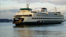 The MV Puyallup is one of three Jumbo Mark II state ferries under study for possible conversion from diesel to battery-electric power. CREDIT: TOM BANSE
