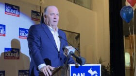 U.S. Representative Dan Kildee speaks at an election watch party Nov. 8, 2022 in Flint.