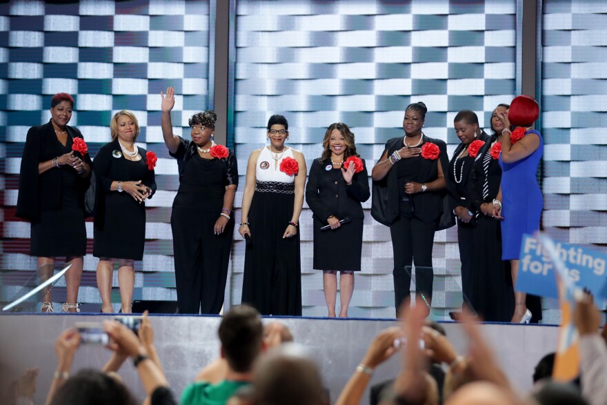 Mothers of the Movement (from left) Maria Hamilton, Annette Nance-Holt, Gwen Carr, Geneva Reed-Veal, Lucia McBath, Sybrina Fulton, Cleopatra Pendleton-Cowley, Wanda Johnson and Lezley McSpadden.