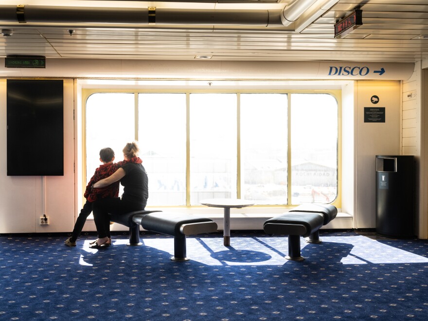 Aboard the Isabelle in the Port of Tallinn. The Estonian government asked the cruise company to host refugees, who were overflowing from downtown hotels.