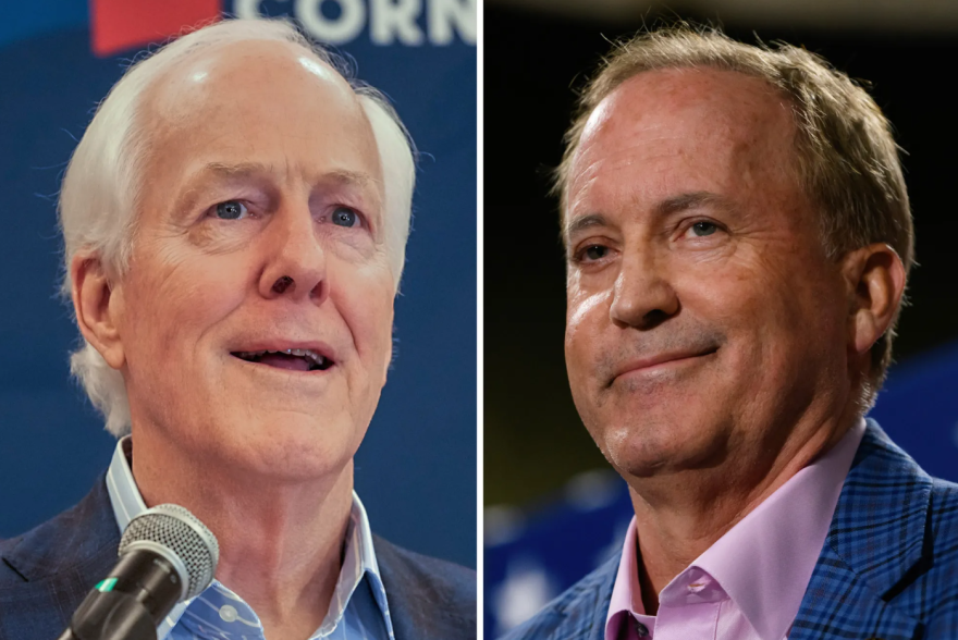 U.S. Sen. John Cornyn, left, and Attorney General Ken Paxton, right, have advanced to a Republican primary runoff election for U.S. Senate after neither secured more than 50% of the vote in the March 3rd primary.