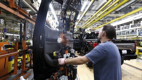 An F-150 pickup is assembled at a Ford plant in Dearborn, Mich., last year. Manufacturing has been a soft spot in recent months.