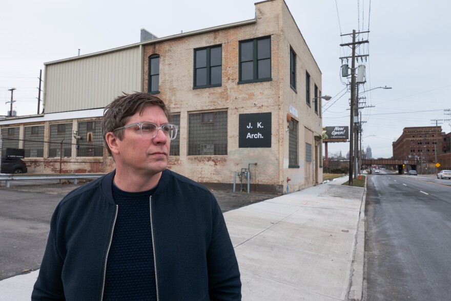 Architect Jonathan Kurtz established a new office in 2023 a former machine parts and brush-making factory at 6212 Carnegie Ave. in Cleveland’s MidTown.