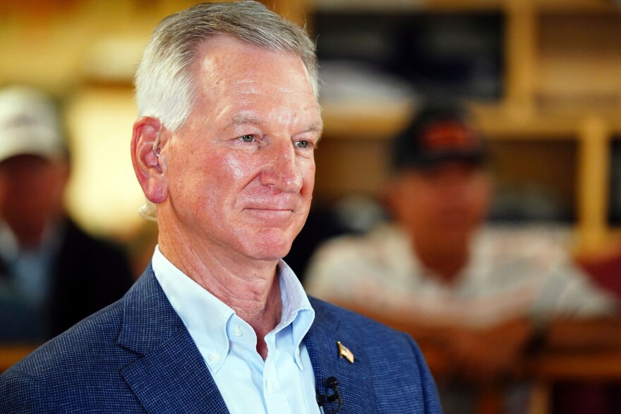 U.S. Sen. Tommy Tuberville speaks about plans to run for the governor of Alabama in 2026, on May 27, 2025, at Byron's Smokehouse in Auburn, Alabama.