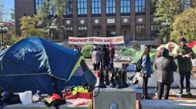 Students set up an encampment to call on the University to divest its investments in Israel, Israili companies, as well as American organizations supplying military equipment to Israel