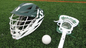 MSU men’s lacrosse equipment rests on the turf as players prepare for another season of training.