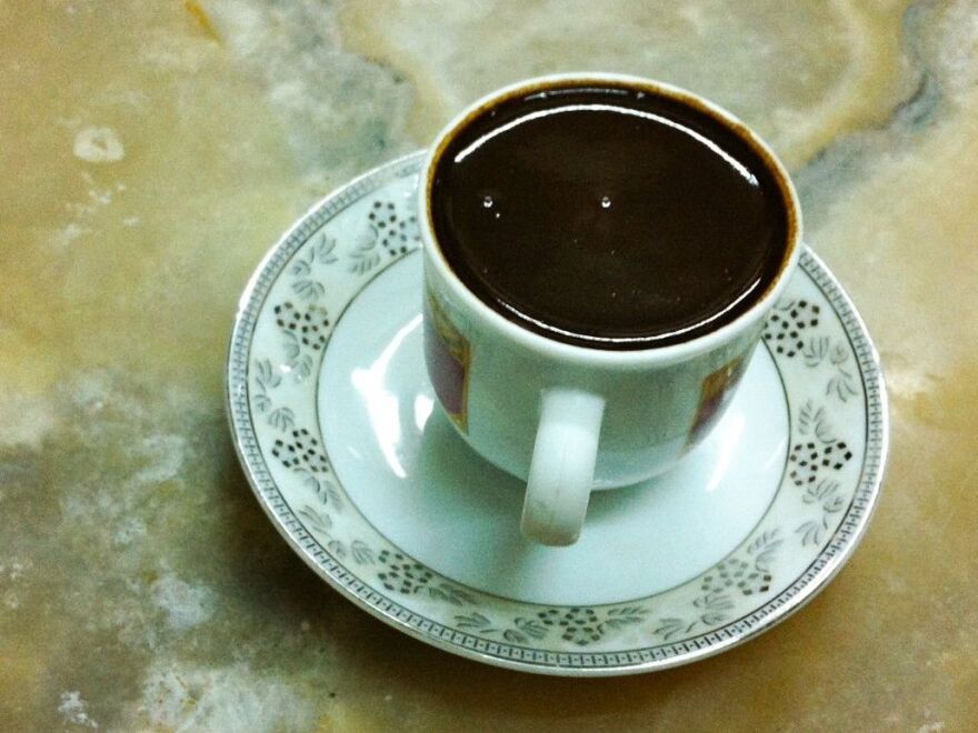 The Turkish coffee served at Mandabatmaz cafe in Istanbul, where the coffee is served "so thick even a water buffalo wouldn't sink in it."