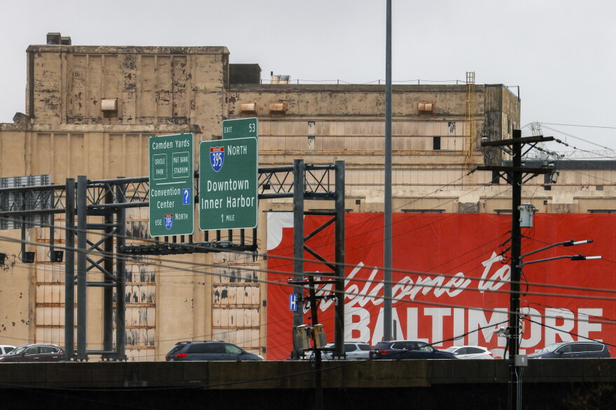 Cars drive on I-95 following the collapse of the Francis Scott Key Bridge, Tuesday, April 2, 2024, in Baltimore. (AP Photo/Julia Nikhinson)
