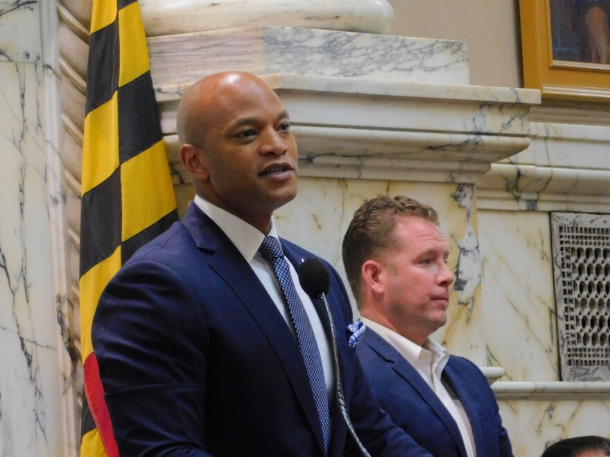 Gov. Wes Moore delivers his annual State of the State address on Wednesday in the House Chamber in Annapolis, Md.