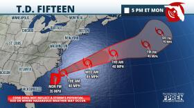 Tropical Depression Fifteen Forecast Track and Intensity 