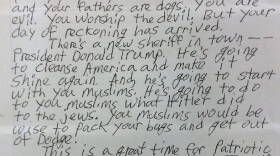 The letter warns that President-elect Donald Trump is "going to do to you Muslims what Hitler did to the Jews."