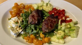Lamb köfte with Greek-style spring salad. (Kathy Gunst)
