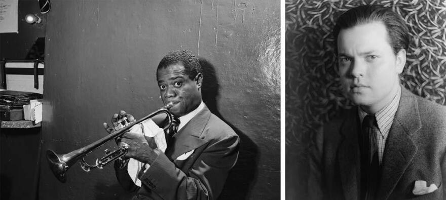Louis Armstrong, 1946 (William P. Gottlieb) and Orson Welles, 1937 (Carl Van Vechten)