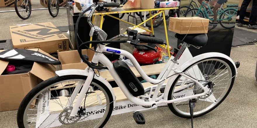 An e-bike is seen at a retail store in Glenview, Ill., Wednesday, July 20, 2022.
