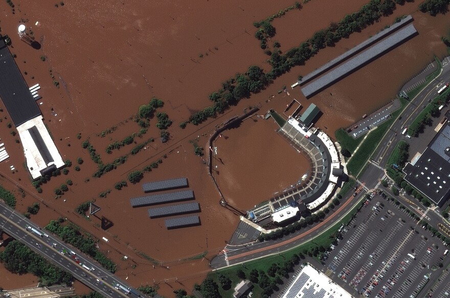 <strong>DURING FLOOD - Sept. 2, 2021:</strong> TD Bank Ballpark in Bridgewater, N.J.