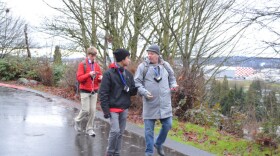 Two Cleveland High School students, Brandon Teeny and John Hoac, and Western Washington University Professor Troy Abel are measuring pollution on the Cleveland campus in south Seattle. CREDIT: EILIS O'NEILL