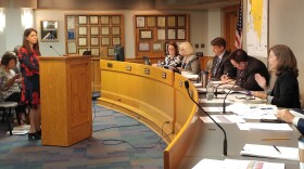 Commissioner Denise Driehaus (far right) makes a case for an additional property tax levy for children's services.
