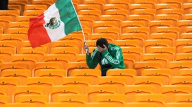 A fan reacts to Mexico's defeat at the 2010 World Cup.