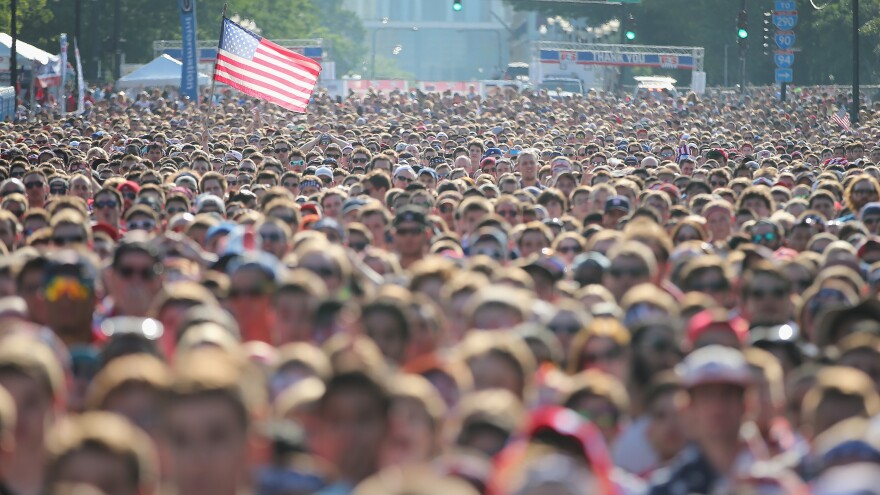 Fans gather in Chicago's Grant Park to watch the U.S. play Portugal Sunday — a game that set a new ratings record for soccer on ESPN.